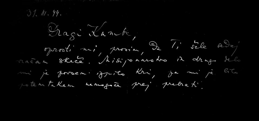 Boris Kidrič's letter to Filip Kumbatovič Kalan, containing a critique of the sketches 





Premiere April 11, 1944 / One-act play / The very first performance
Director Jože Tiran
Scenographer Drago Vidmar
Ljuba Slavka Glavina
Anka Micka Vrščaj
Barica Ivanka Mežan
Slavka Draga Ahačič
Member of the White Guard Maks Nosan
Partisan France Milek
Marjan Dušan Tancik
Prompter Rasto Tusulin